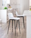 White Upholstered Bar Stool (Set of 2) - Tangiers