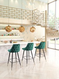 Green Upholstered Bar Stool - Piccolo-1