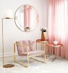 Modern Pink Upholstered Lounge Chair with Gold Frame