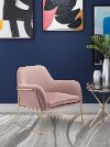 Modern Upholstered Pink Arm Chair with Gold Frame