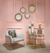 Modern Upholstered Gray Arm Chair with Gold Frame