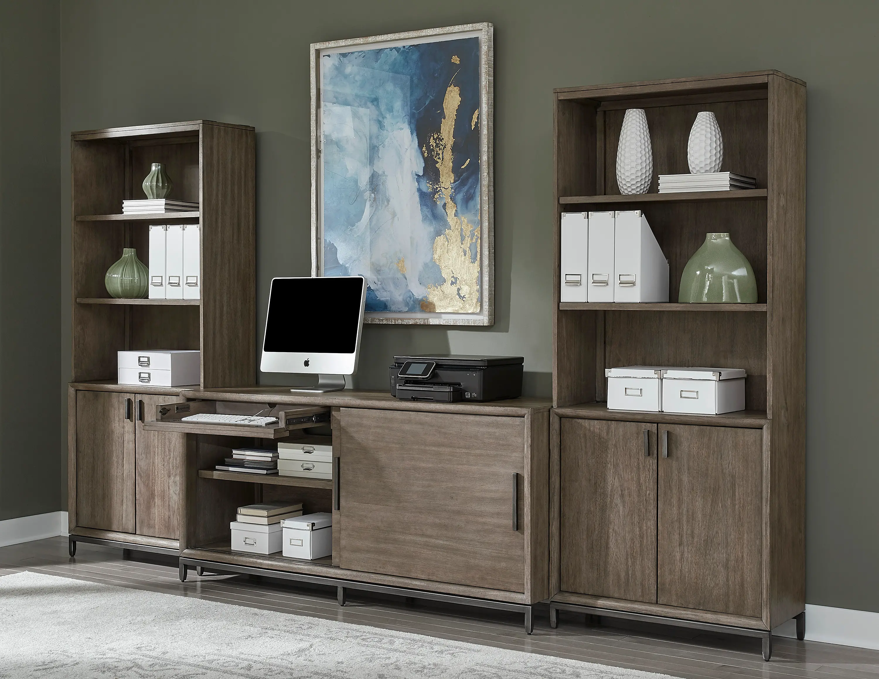 Trellis Desert Brown Bookcase with Door-2