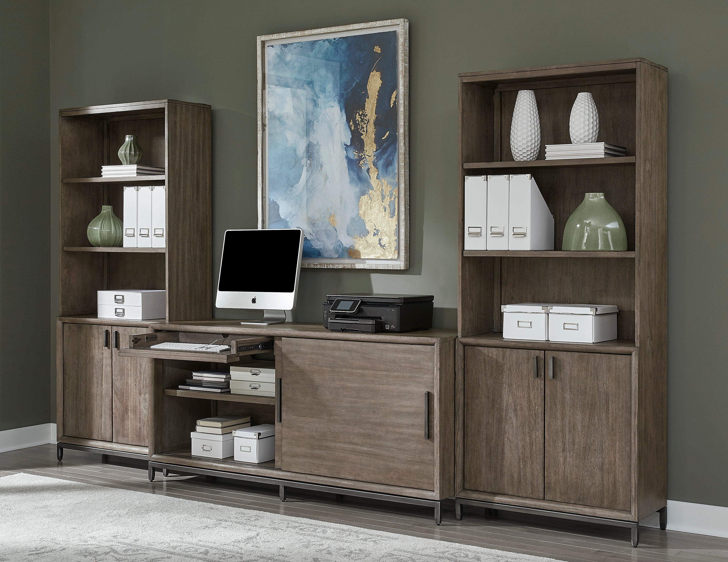Trellis Desert Brown Contemporary Bookcase with Door-2