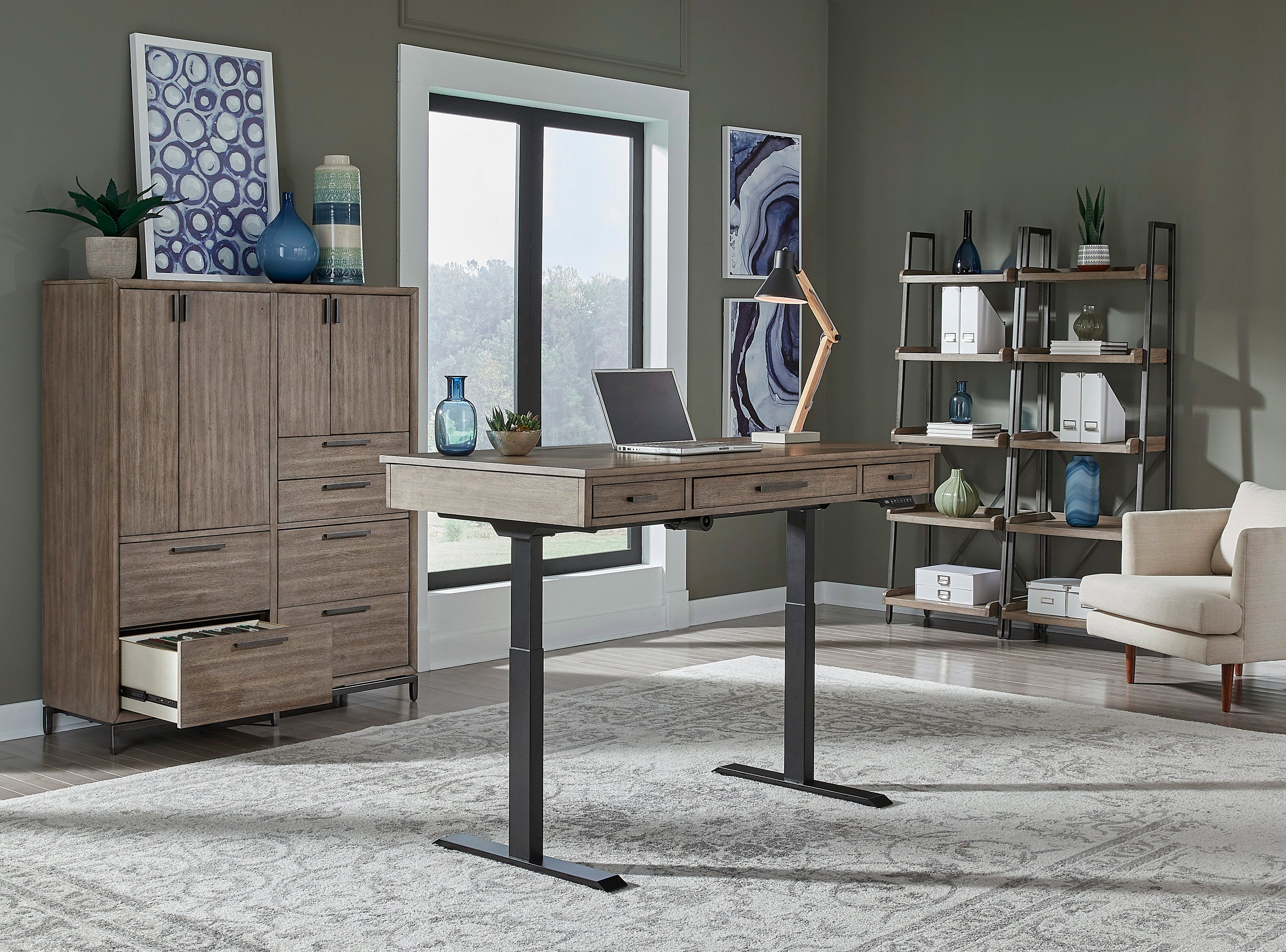 Trellis Desert Brown Contemporary Sit-Stand Desk-2