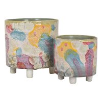 6 Inch Multi Color Footed Planter