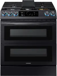 NY63T8751SG Samsung 30 Inch Dual Fuel Flex Duo Smart Range with SmartDial - 6.3 cu. ft., Black Stainless Steel