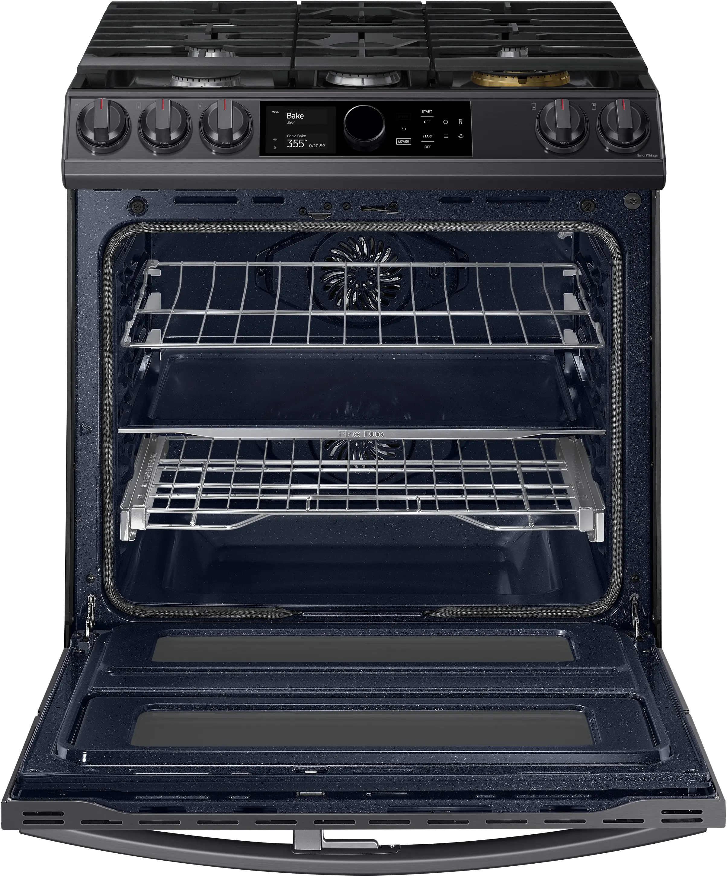 NY63T8751SG Samsung 30 Inch Dual Fuel Flex Duo Smart Range with SmartDial - 6.3 cu. ft., Black Stainless Steel-2