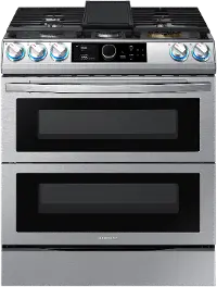 NY63T8751SS Samsung 30 Inch Dual Fuel Flex Duo Smart Range with SmartDial - 6.3 cu. ft., Fingerprint Resistant Stainless Steel