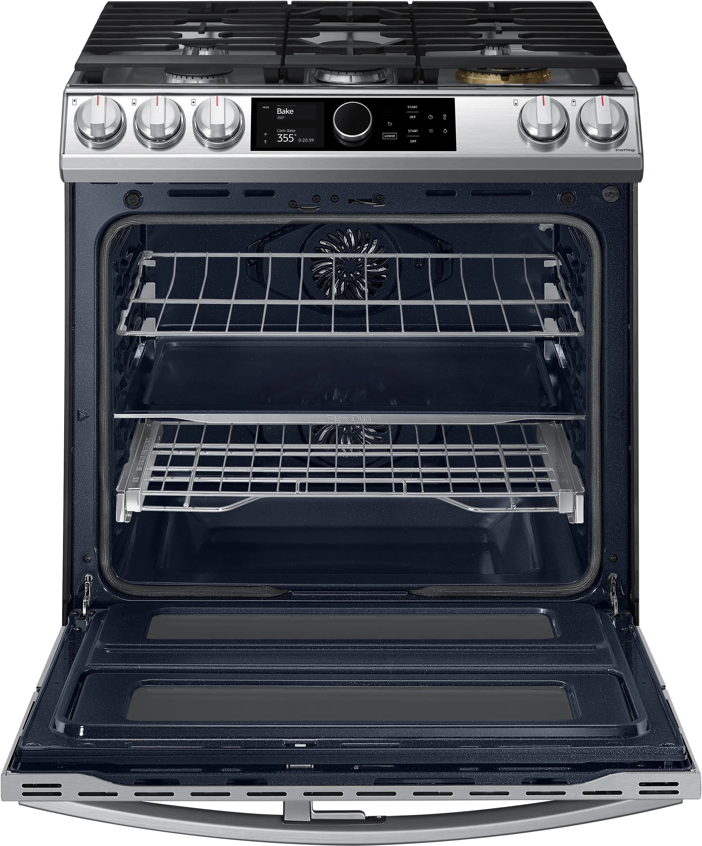 NY63T8751SS Samsung 30 Inch Dual Fuel Flex Duo Smart Range with SmartDial - 6.3 cu. ft., Fingerprint Resistant Stainless Steel-2