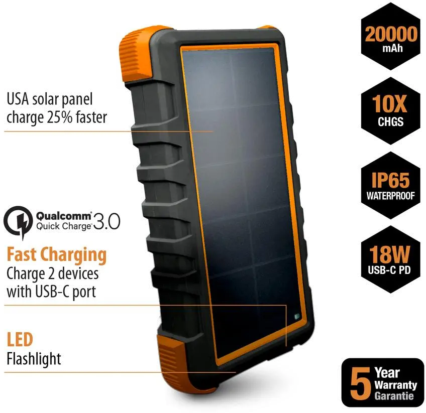 TT-PBW-SW20 ToughTested Solar Portable Power Bank - 20,000mAh-2
