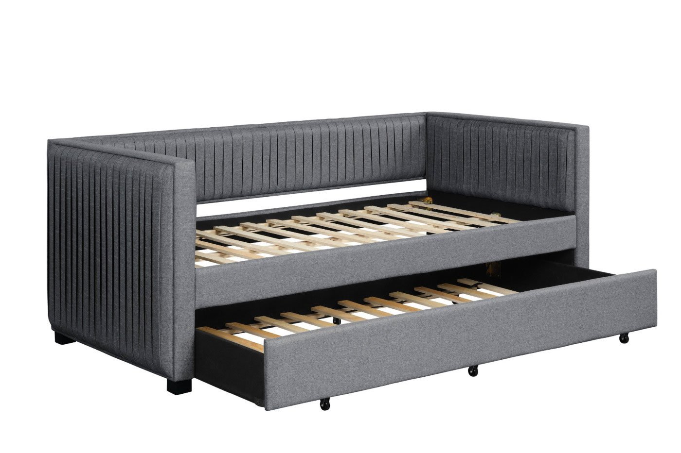 Emery Modern Gray Twin Daybed with Trundle-2
