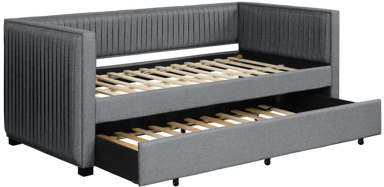 Emery Modern Gray Twin Daybed with Trundle-2
