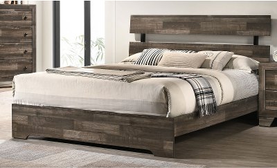 Rustic Contemporary Gray King Size Bed - Alix