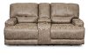 Mushroom Tan Power Reclining Loveseat with Console - Omega
