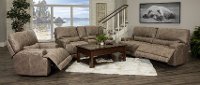 Mushroom Tan Power Reclining Loveseat with Console - Omega-2