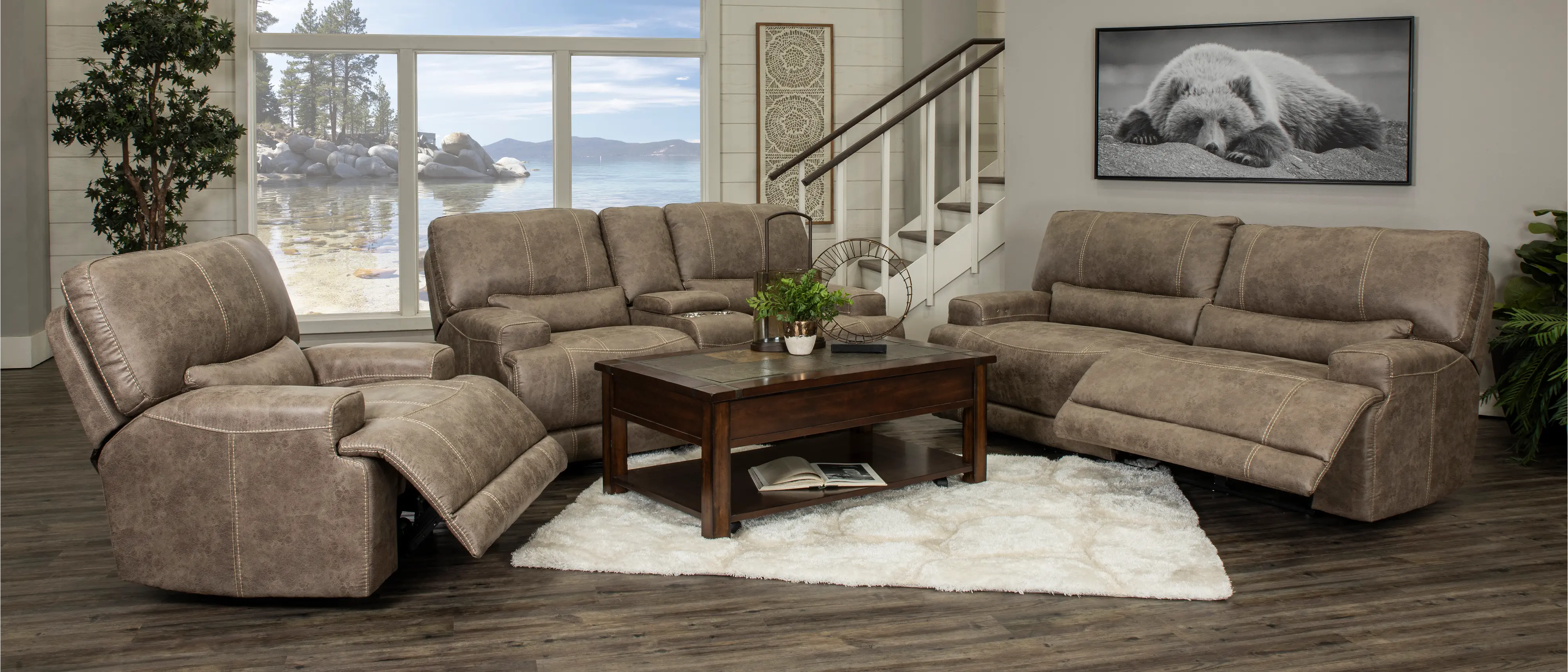 Omega Tan Power Reclining Loveseat with Console-2