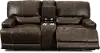 Omega Chocolate Brown Power Reclining Loveseat with Console