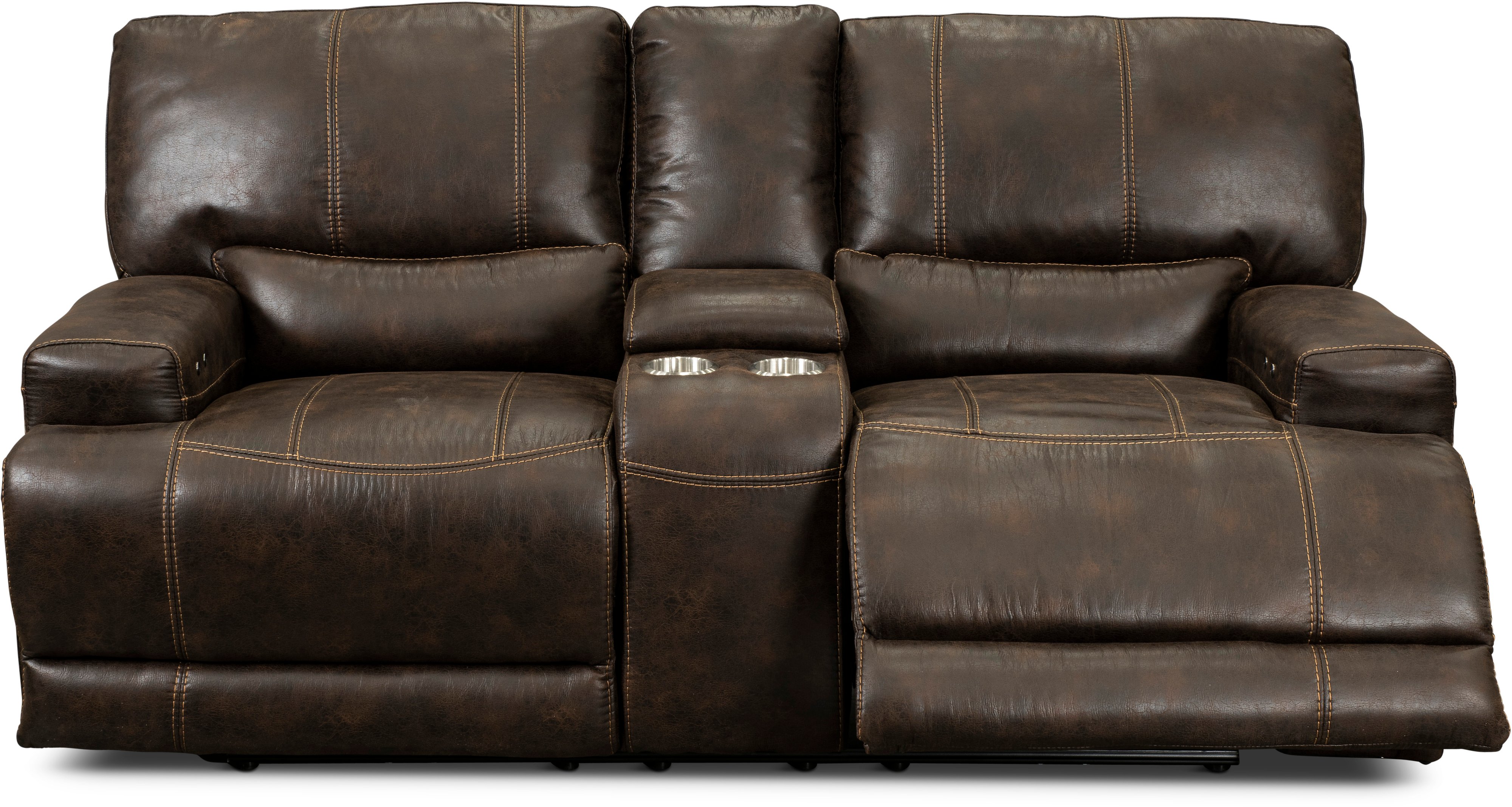 Omega Chocolate Brown Power Reclining Loveseat with Console-3