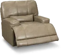 Omega Taupe Leather Power Recliner