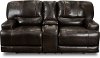 Omega Brown Leather Power Reclining Loveseat with Console