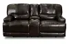 Omega Brown Leather Power Reclining Loveseat with Console