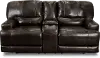 Omega Brown Leather Power Reclining Loveseat with Console