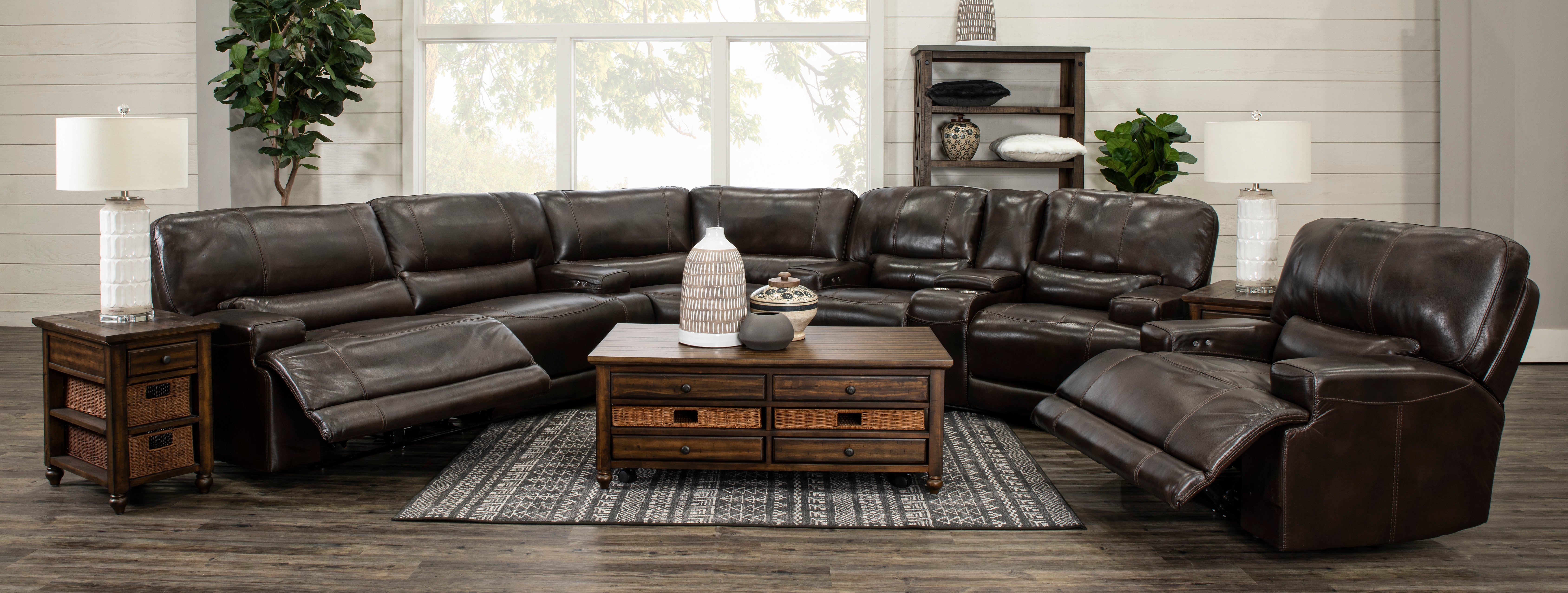 Omega Brown Leather Power Recliner-4