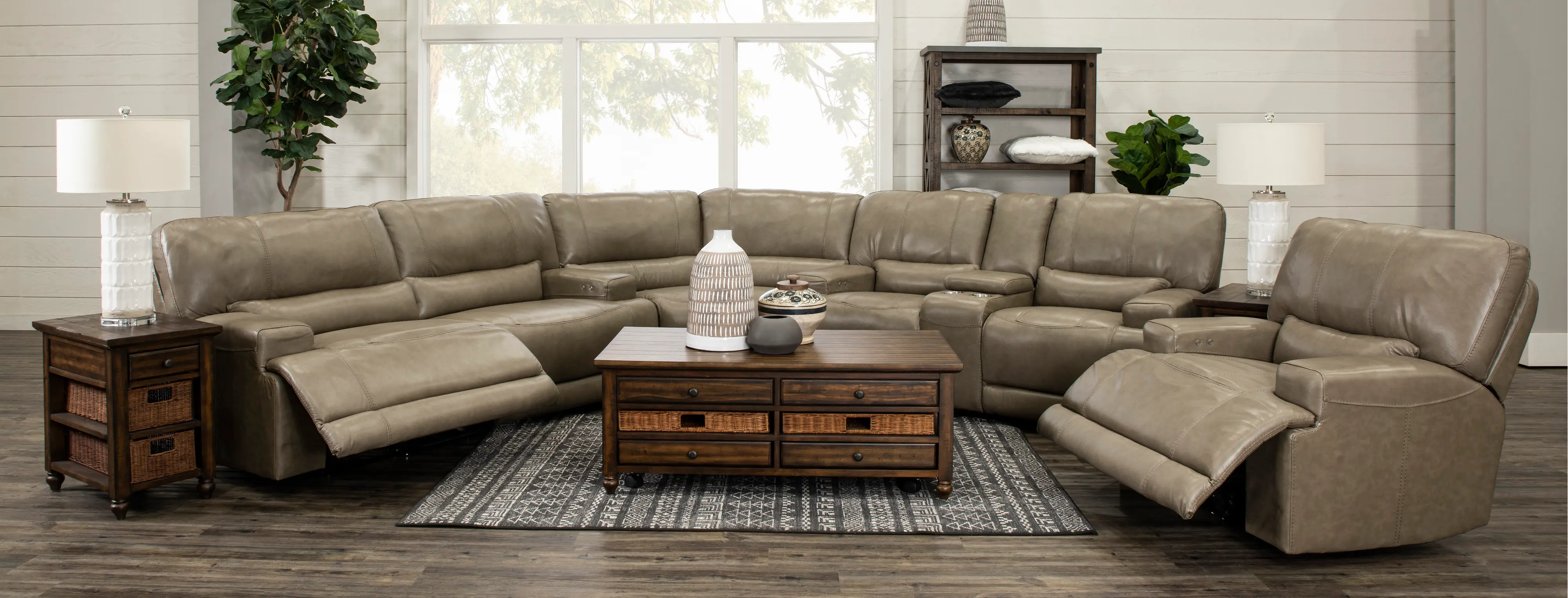Omega 3-Piece Power Reclining Leather Sectional-1