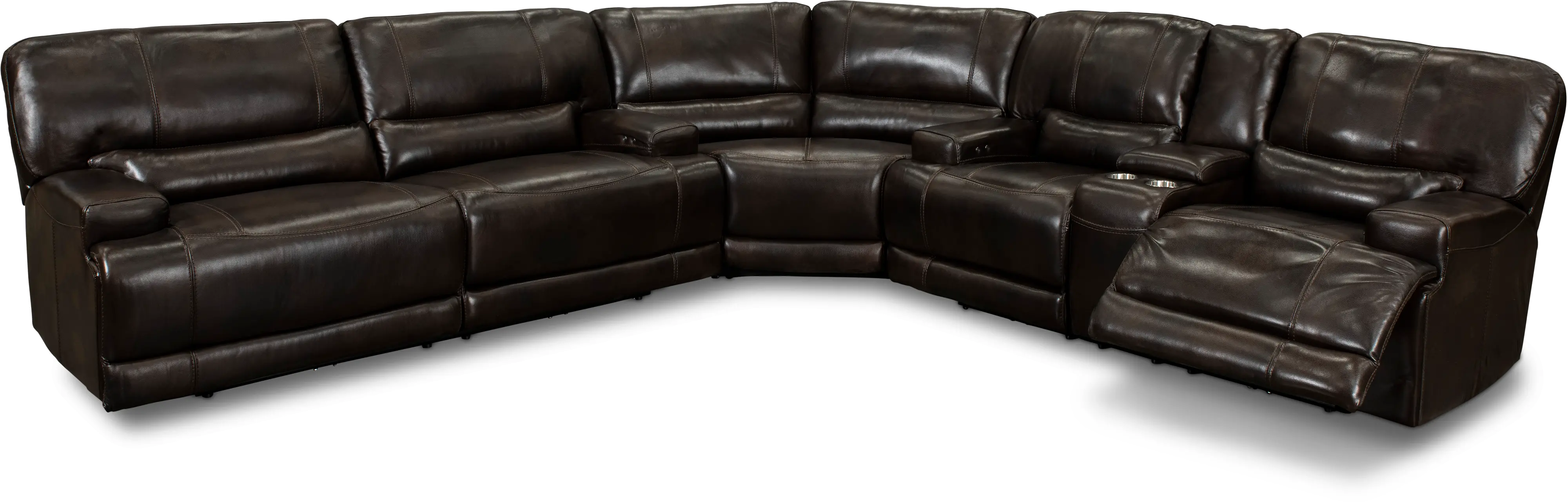 Omega Brown Leather 3 Piece Power Reclining Sectional-2