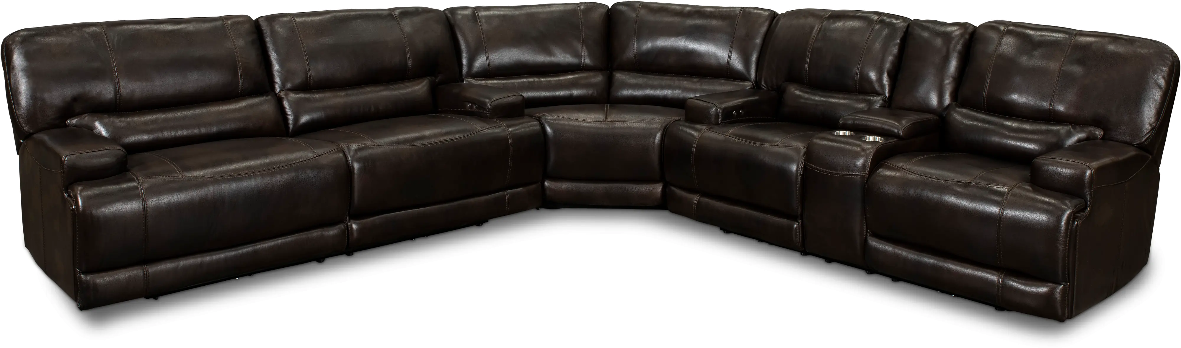 Omega Brown Leather 3 Piece Power Reclining Sectional-3