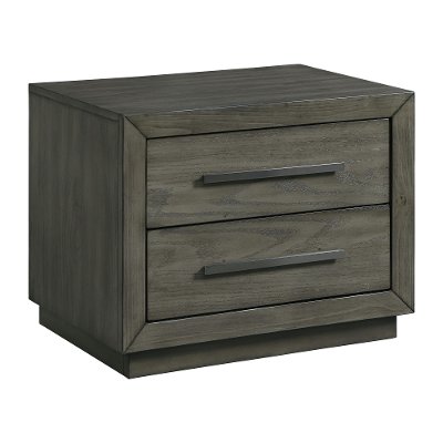 Modern Oak Gray Nightstand - Emory