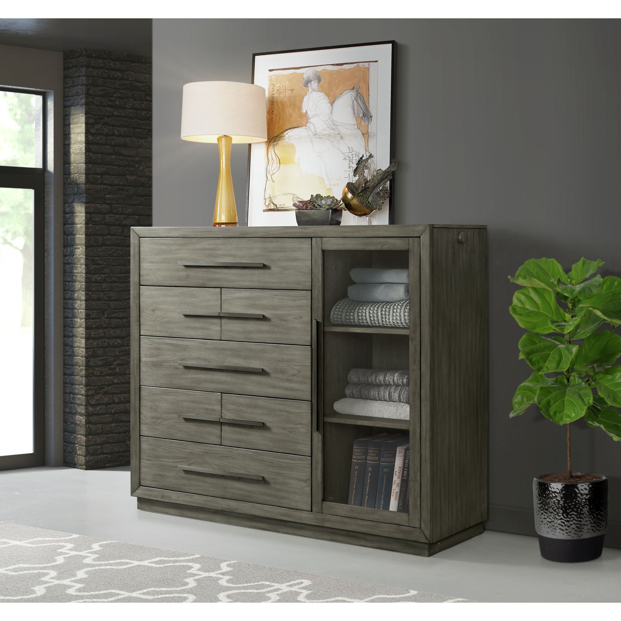 Modern Oak Gray Gentlemen's Chest - Emory-1