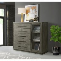 Modern Oak Gray Gentlemen's Chest - Emory