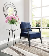 Modern Blue Velvet Arm Chair - Rocky