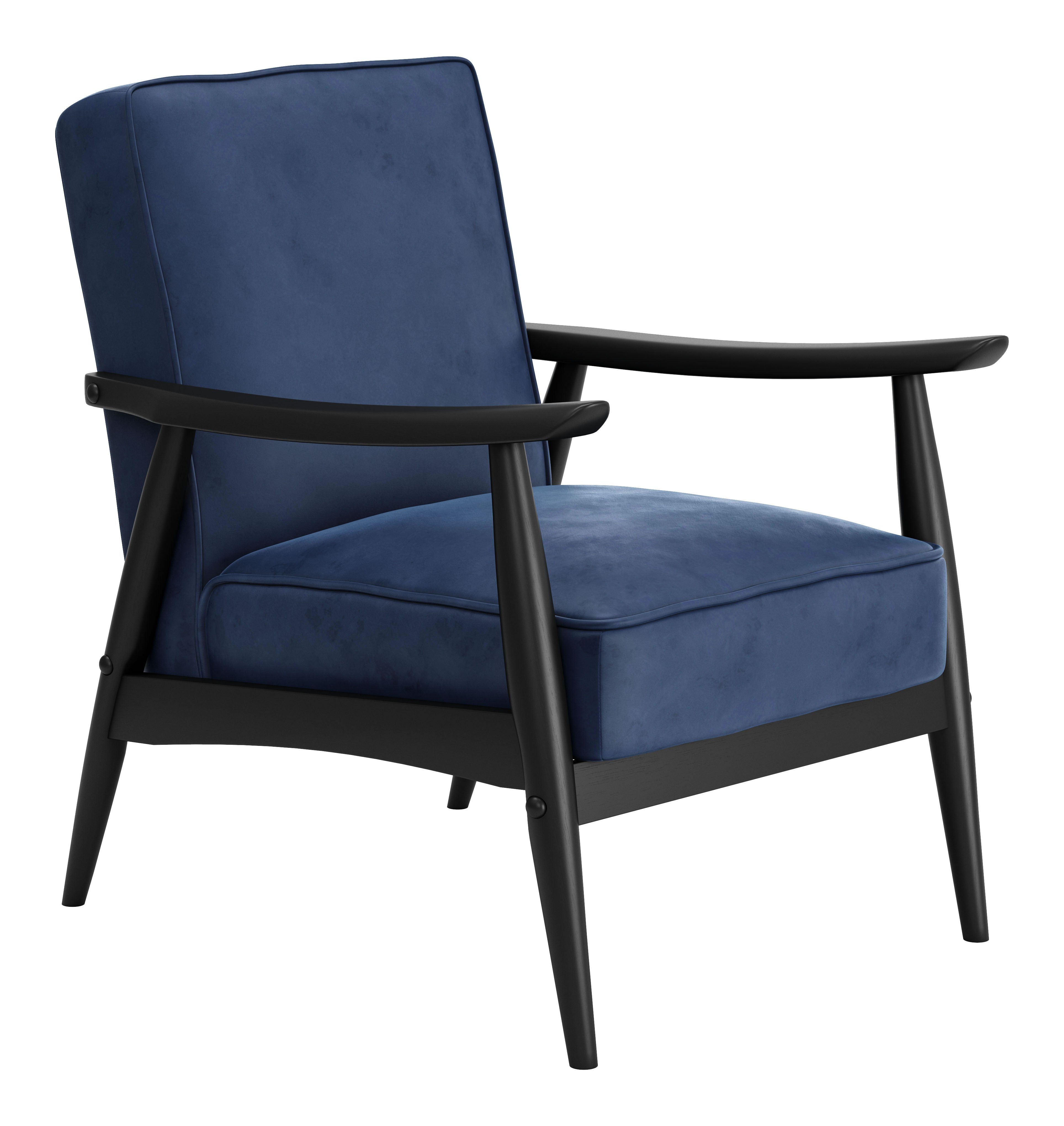 Modern Blue Velvet Arm Chair - Rocky-3