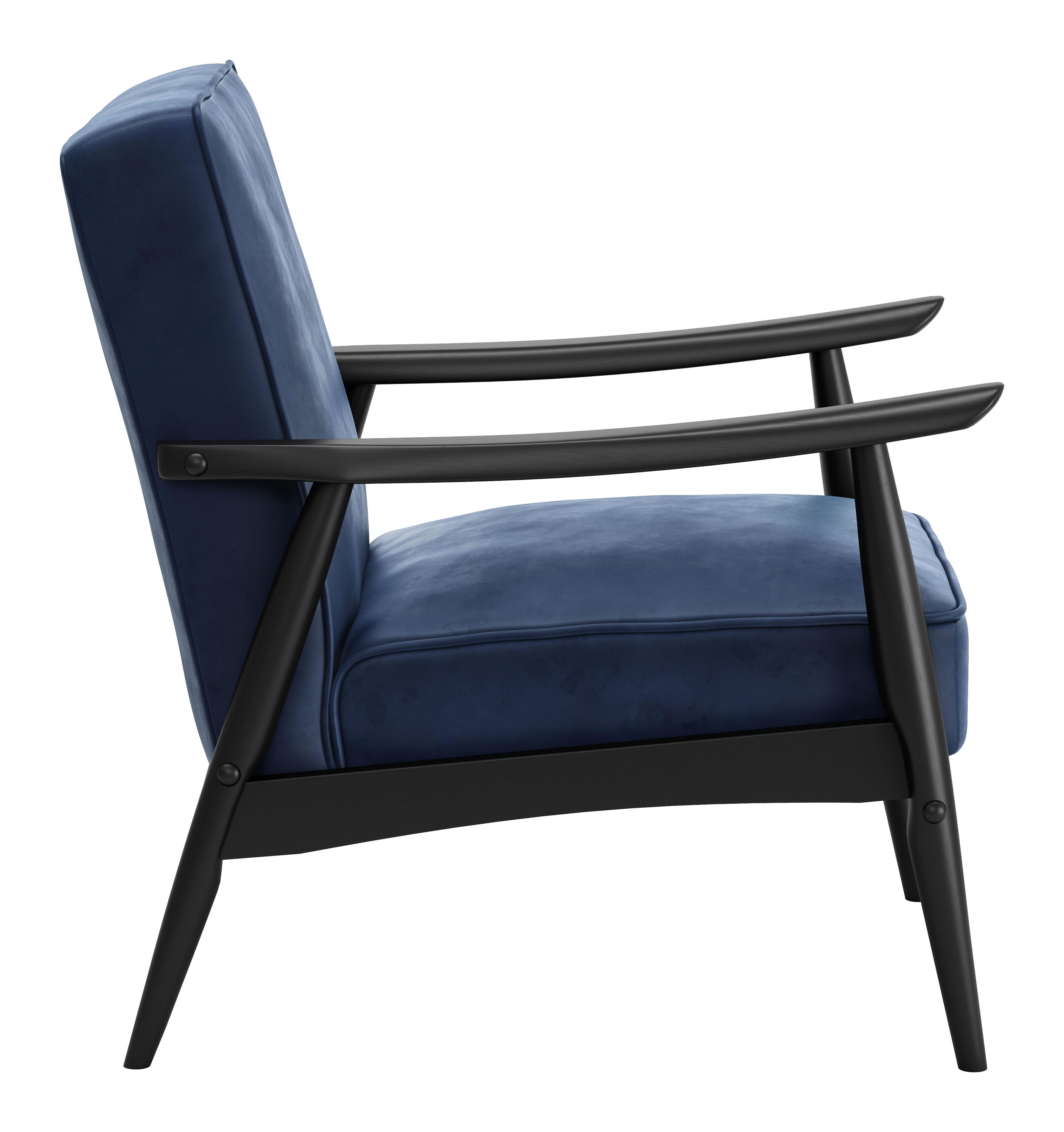 Modern Blue Velvet Arm Chair - Rocky-4