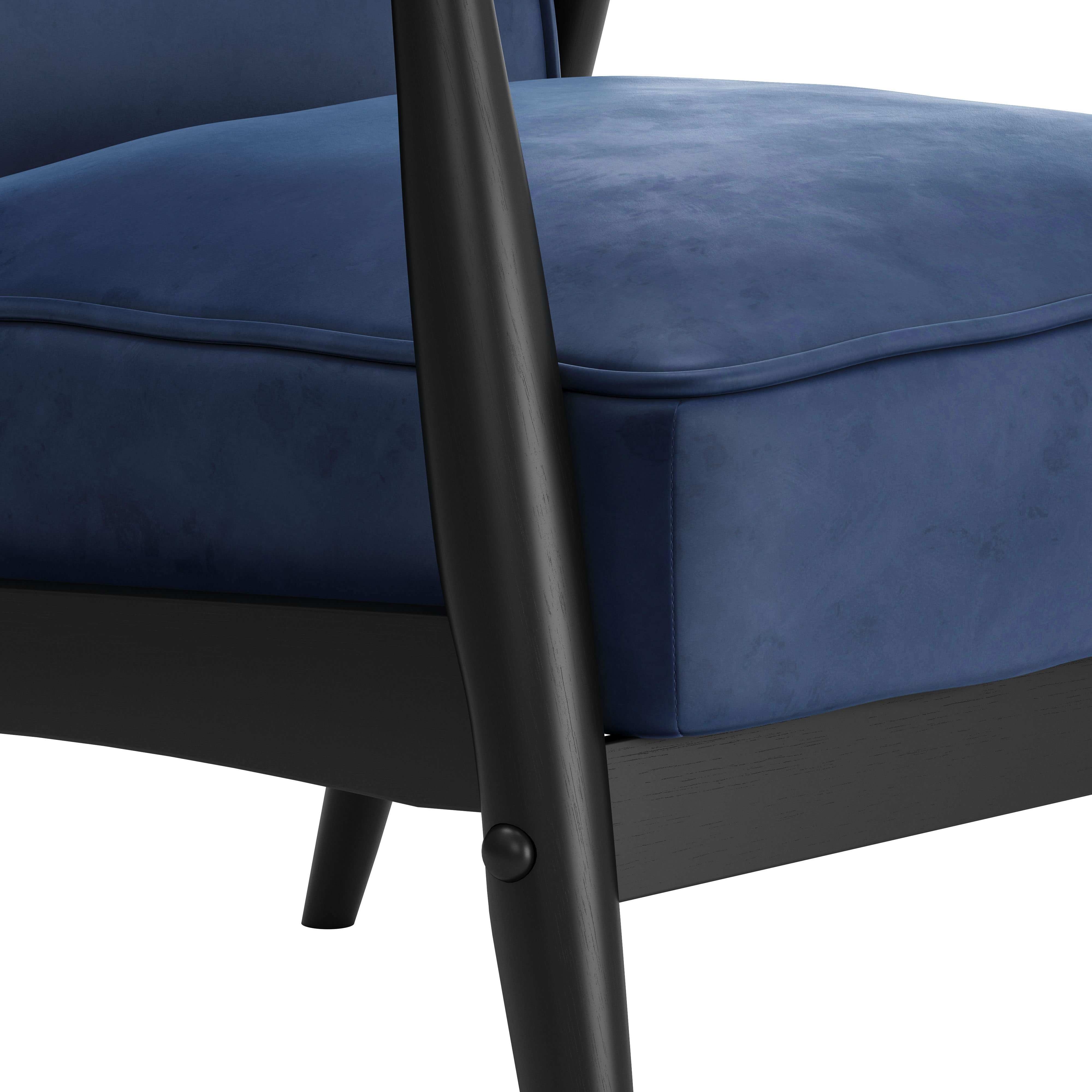 Modern Blue Velvet Arm Chair - Rocky-6