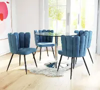 Blue Velvet Upholstered Dining Room Chair (Set of 2) - Adele