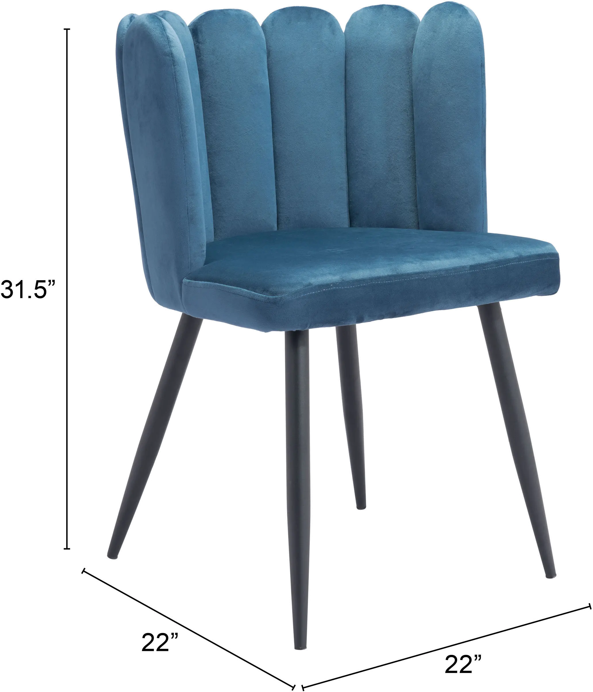 Blue Velvet Upholstered Dining Room Chair (Set of 2) - Adele-8