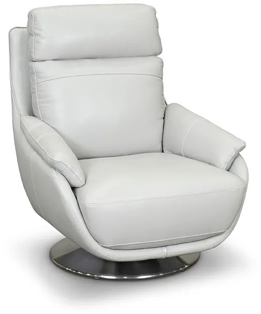 Dove Gray Leather Swivel Chair - Vio-1