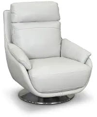Dove Gray Leather Swivel Chair - Vio