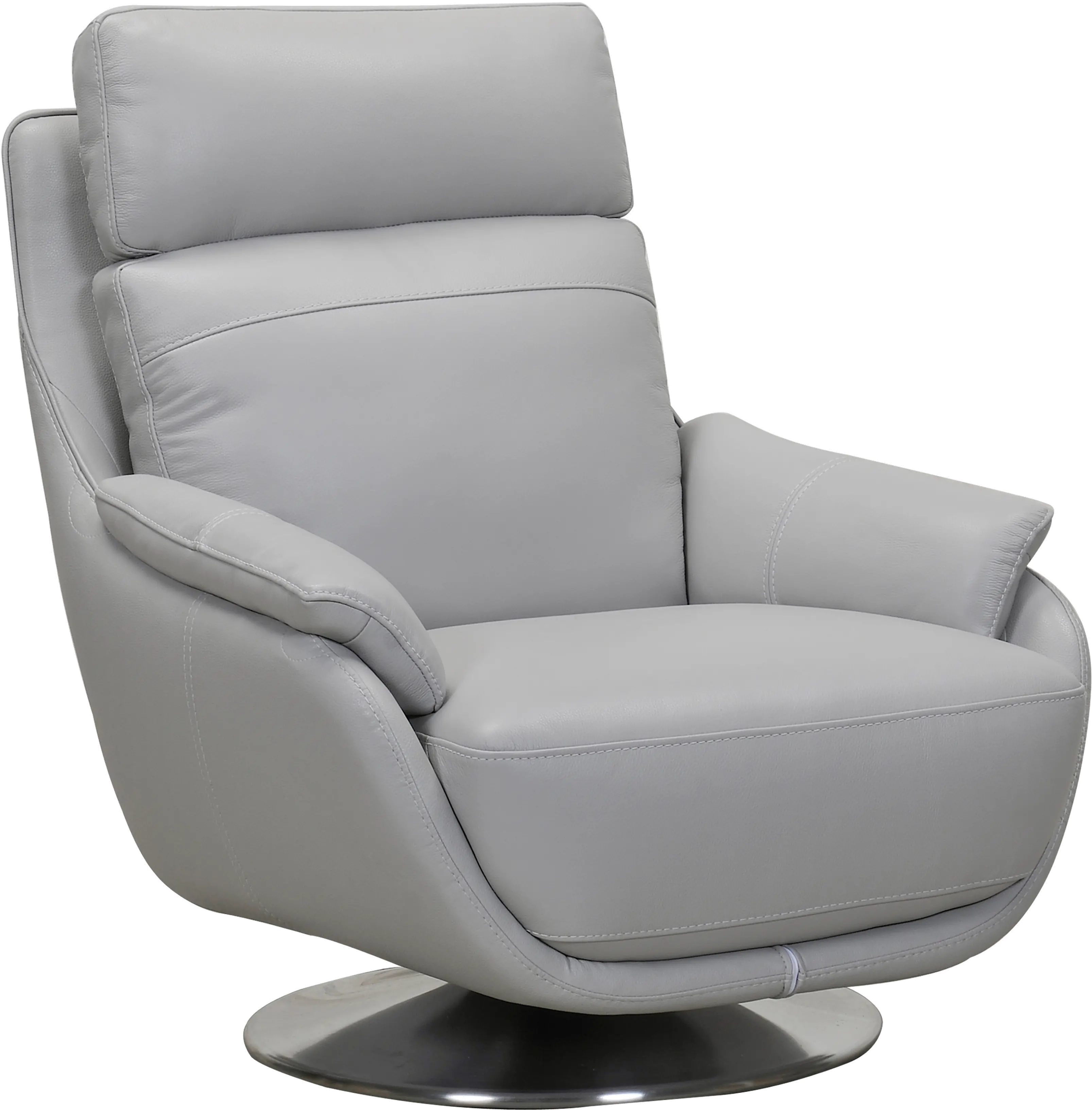 Dove Gray Leather Swivel Chair - Vio-3