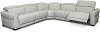 Dove Gray Leather 5 Piece Power Reclining Sectional - Vio