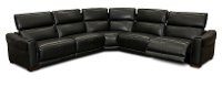 Sensation Black Leather 5 Piece Power Reclining Sectional - Vio-1