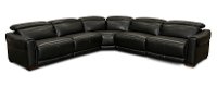 Sensation Black Leather 5 Piece Power Reclining Sectional - Vio-2
