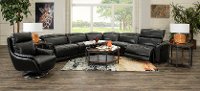 Sensation Black Leather 5 Piece Power Reclining Sectional - Vio-3