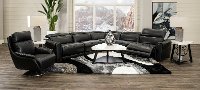 Sensation Black Leather 5 Piece Power Reclining Sectional - Vio-4