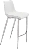 Magnus White and Silver Bar Stool (Set of 2)