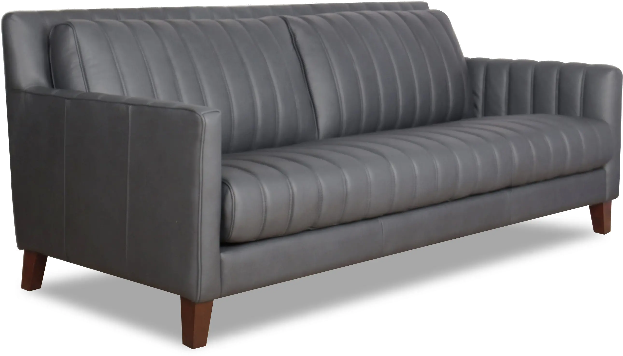 Ross Gray Leather Sofa-2