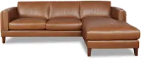 Brown Leather 2 Piece Sectional with RAF Chaise - Pacer